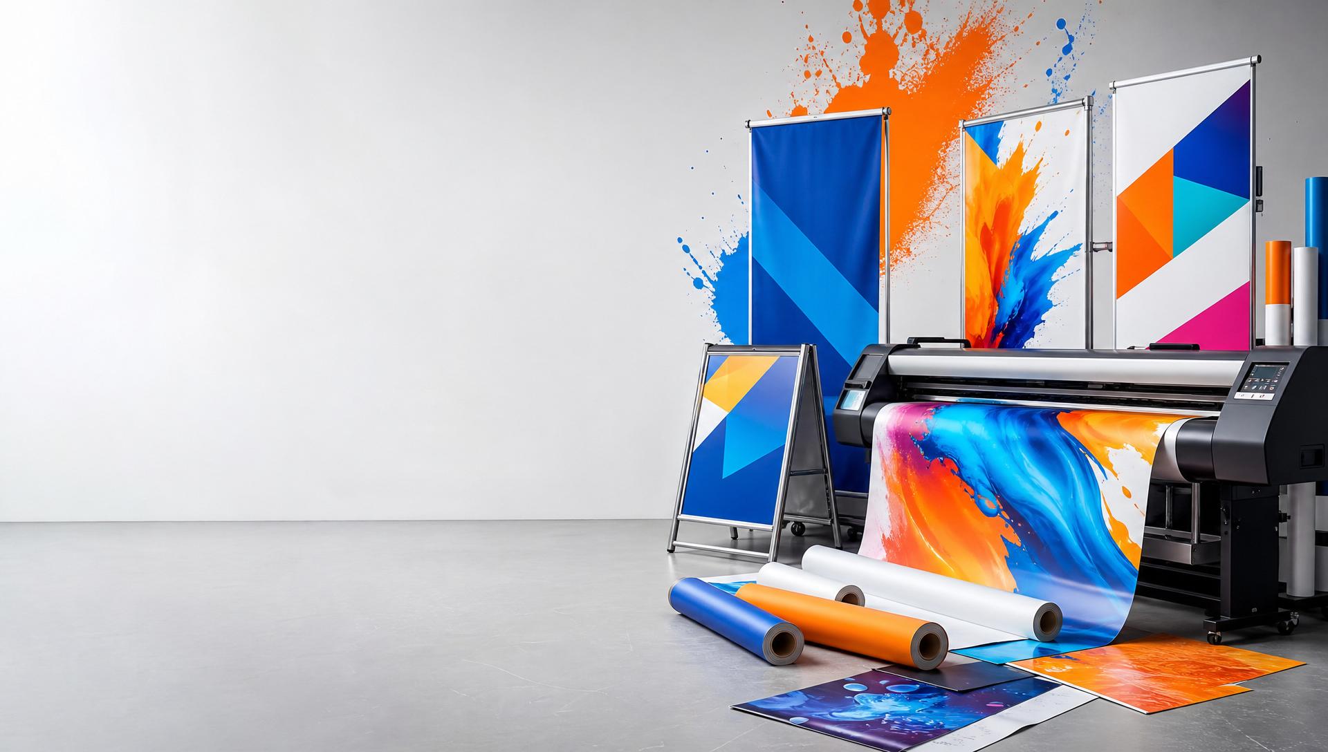 Large-format UV printer producing a vibrant signage panel inside the Lianova Signs production facility